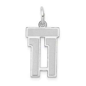 14k White Gold, Jersey Collection, Small Number 11 Pendant